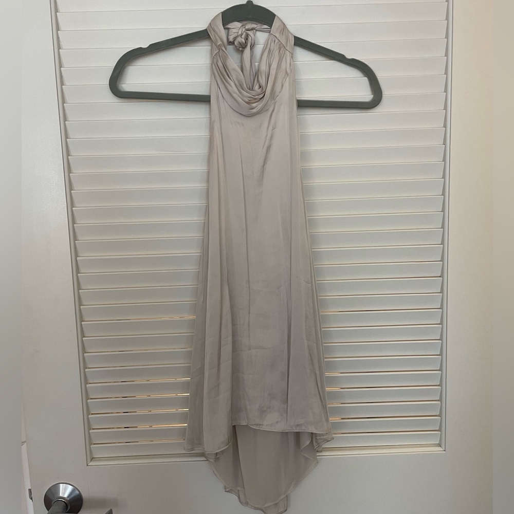 Womens top. Cream halter top. Silk. Astr label. Backless.